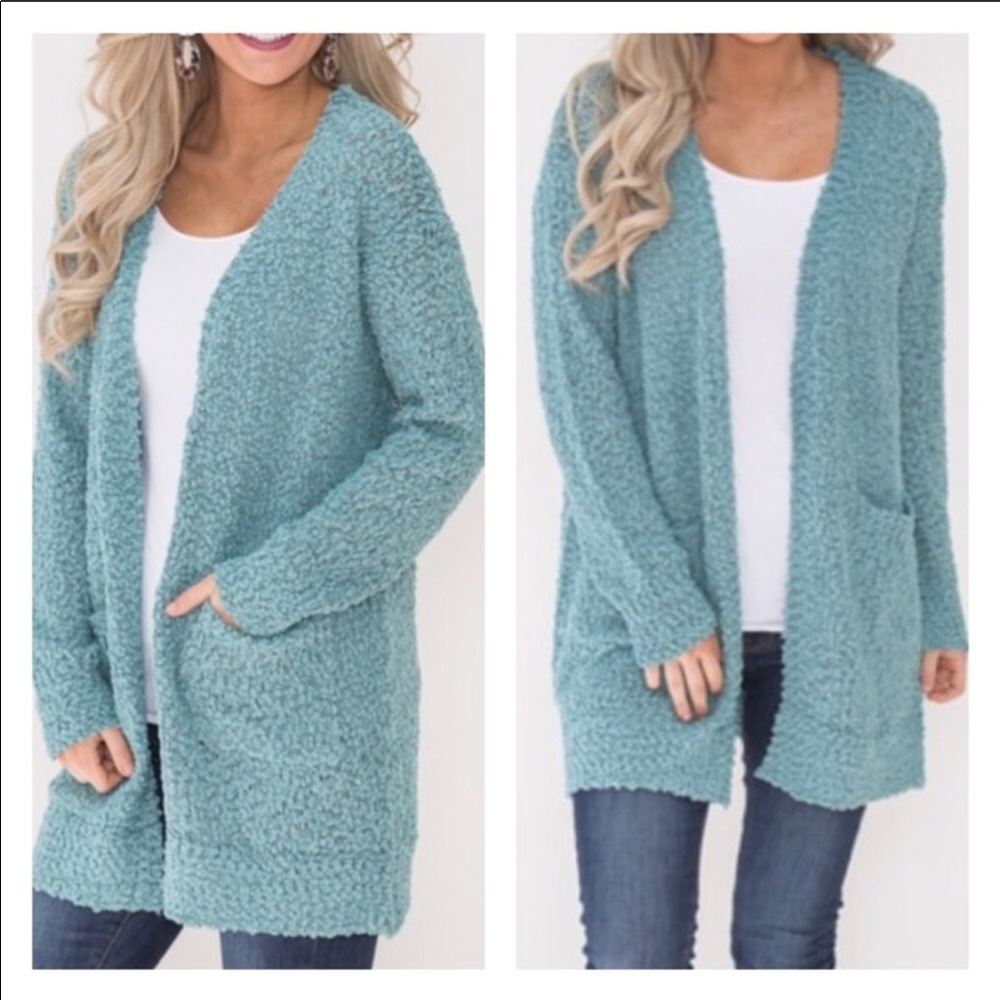 open knit cardigan sweater long sleeves - Picture 5 of 6